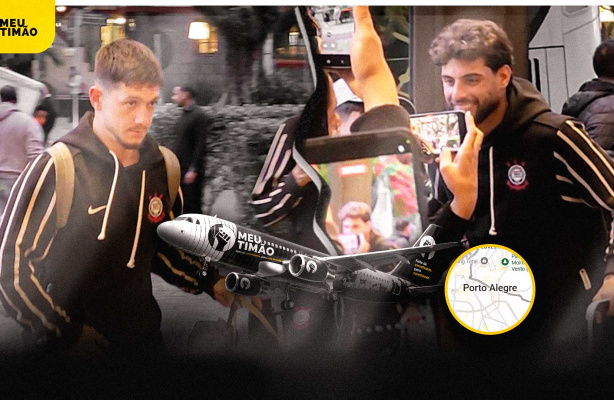 Jogadores do Corinthians desembarcam em Porto Alegre para jogo do Brasileirão.