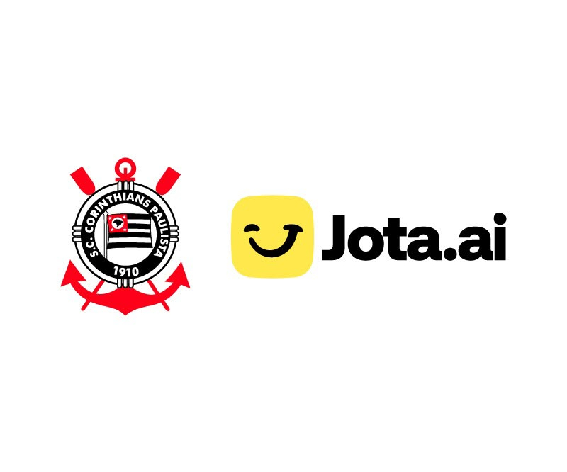 Detalhe da camisa do Corinthians com a marca Jota.ai estampada na barra frontal.